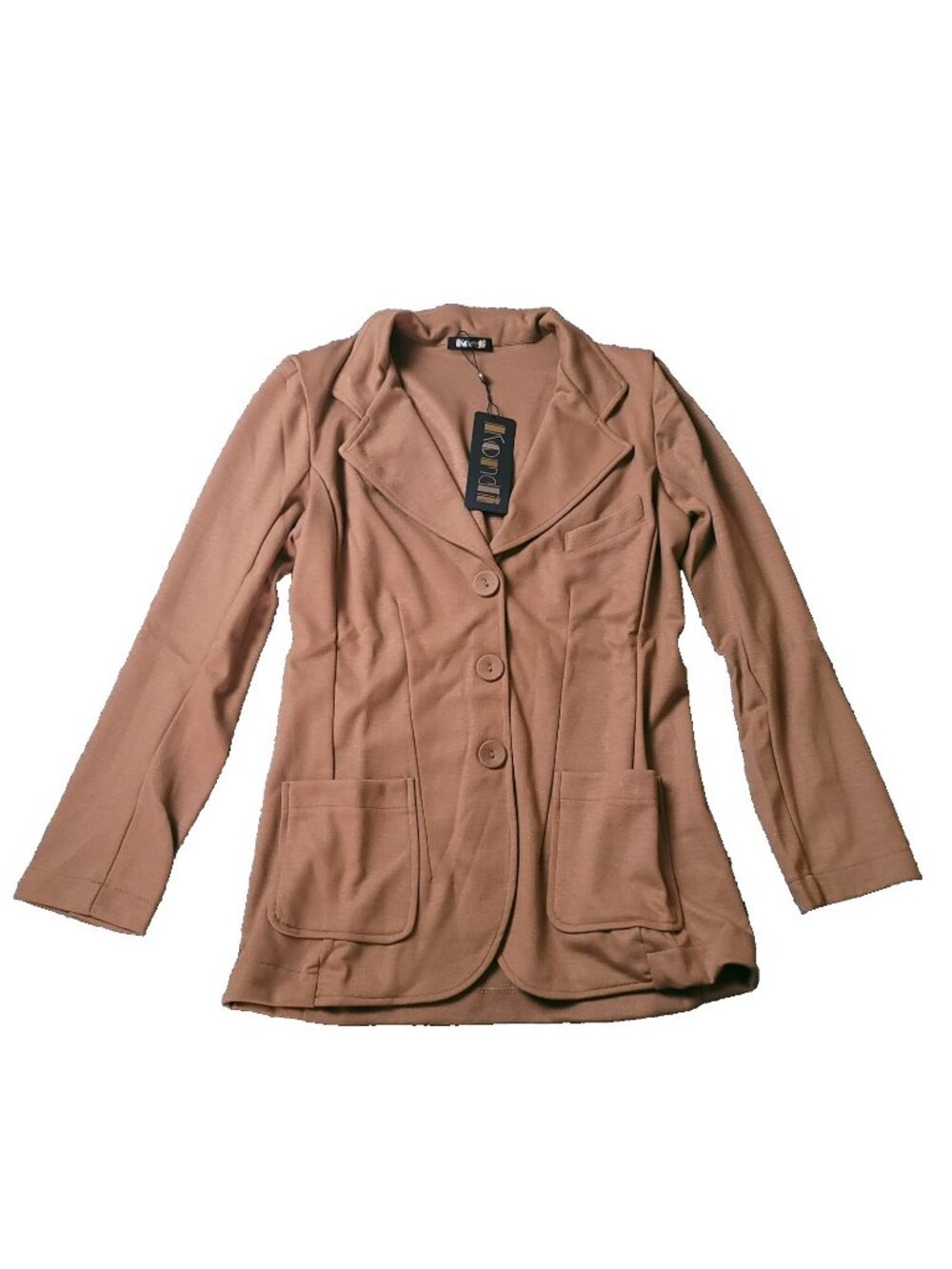 Suzie Kondi Ponte Blazer Womens Medium Camel Brown 3 Button Jacket
